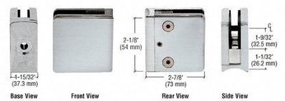 CRL Brushed Stainless Z-Series Radius Surface Mount Square Type Glass Clamps - Z734BS