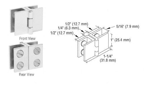 CRL Chrome Finish 1" Glass-to-Glass Out-Swing Set-Screw Hinge - EH188