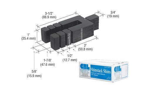 CRL 1/16" x 3-1/2" Shimstack Shims - Case of 1000 -KRS16