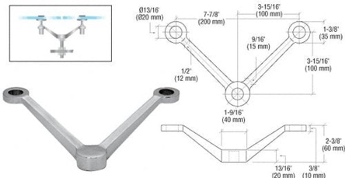 CRL Brushed Stainless Regular Duty "V" Double Arm Column Mount Spider - PMR2VBS