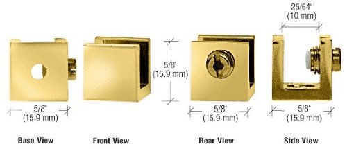 CRL Brass Small Set Screw Glass Shelf Clamp for 1/4" to 5/16" Glass - EH28