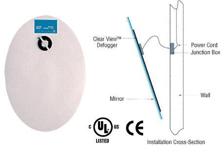 CRL 18" x 26" Clear View Oval Electric Mirror Defogger - 01826