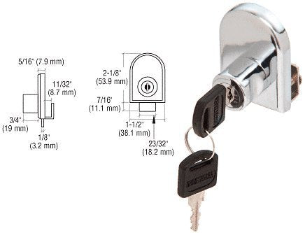 CRL Chrome Plated Cabinet Lock for Hinged Glass Doors - LK10