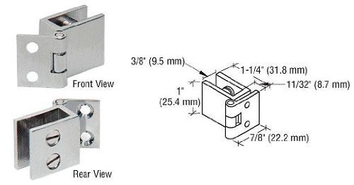 CRL Brushed Nickel Small Set Screw Hinge for 1/4" to 5/16" Glass - EH73