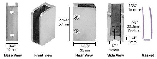 CRL Brushed Stainless 3/8" Right Hand Post Glass Clip - SA92BS