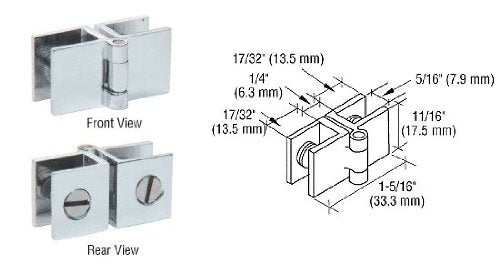 CRL Chrome Finish Small Glass-to-Glass Out-Swing Set Screw Hinge - EH196