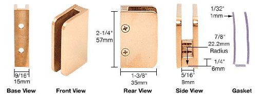 CRL Polished Brass 1/4" Top Post Glass Clip - SA94BR