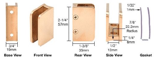 CRL Polished Brass 3/8" Top Post Glass Clip - SA87BR