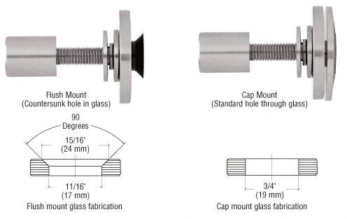 CRL 316 Brushed Stainless Steel Rigid Combination Fastener for 3/8" to 1/2" Tempered Glass - RRF10BS