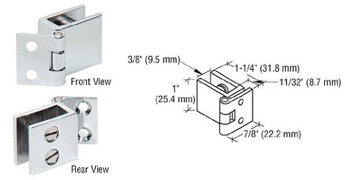 CRL Chrome Small Set Screw Hinge for 1/4 in to 5/16 in Glass - EH72