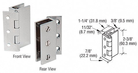 CRL Brushed Nickel Large Wall Mount Set Screw Hinge - EH169
