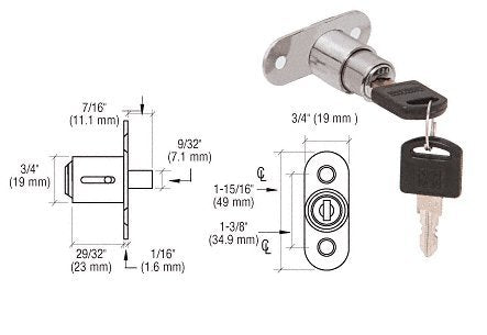 CRL Nickel Plated Track Plunger Lock - LK54