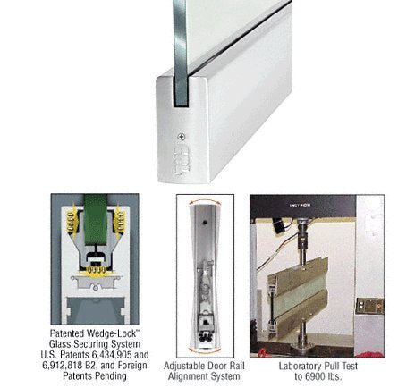 CRL Polished Stainless 4" Square Door Rail Without Lock for 1/2" Glass - 35-3/4" Length - DR4SPS12S