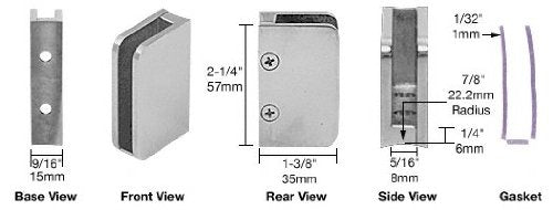 CRL Brushed Stainless 1/4" Right Hand Closed Bottom Post Glass Clip - SA95BS