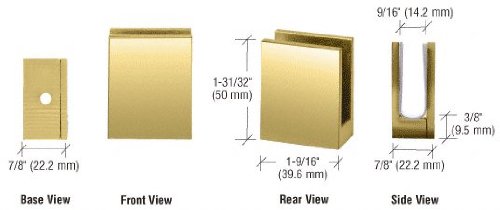 CRL Brass Face Plate Clamp for 3/8" to 1/2" Glass - EH17