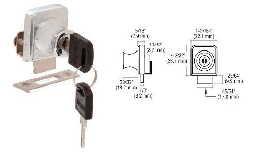 CRL Brushed Nickel Keyed Alike Lock for 1/4" Cabinet Glass Door - LK43KA