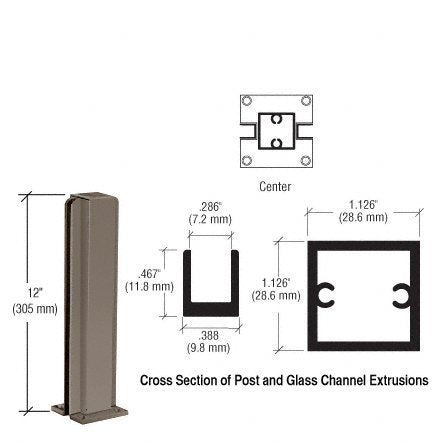 CRL Dark Bronze Standard 12" Center Partition Post - D990DU12C