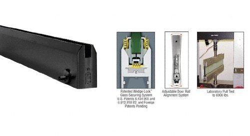 CRL Black 4" Tapered Door Rail With Lock for 1/2" Glass - 35-3/4" Length - DR4TBL12SL