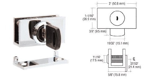 CRL Chrome Cam Lock for 1/4" or 3/8" Glass - EH98KA