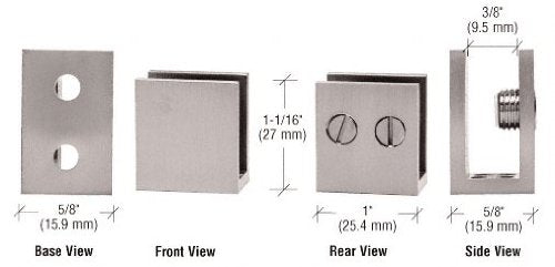 CRL Brushed Nickel Large Set Screw Clamp for 1/4" to 5/16" Glass - EH35