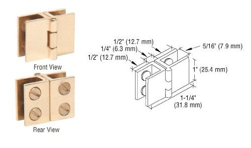 CRL Brass Finish 1" Glass-to-Glass Out-Swing Set-Screw Hinge - EH190