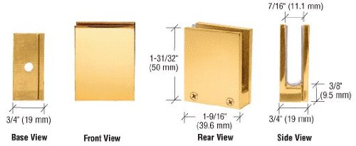 CRL Brass Face Plate Clamp for 1/4" to 3/8" Glass - EH14