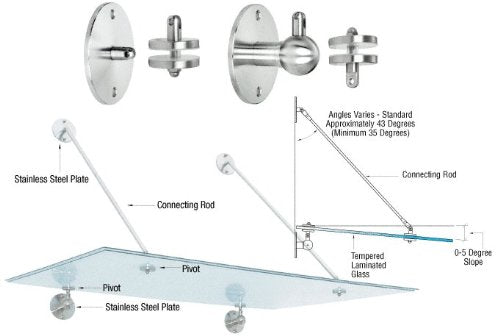 CRL Brushed Stainless Glass Awning Support System Mounting Kit - GAS90BS