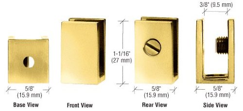 CRL Brass Medium Set Screw Clamp for 1/4" to 5/16" Glass - EH32