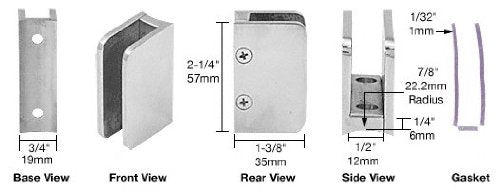 CRL Polished Stainless 3/8" Top Post Glass Clip - SA87PS