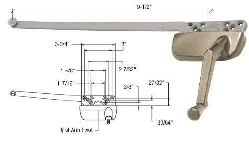 CRL Coppertone Right Hand Ellipse Style Casement Operator with 13-1/2" Single Arm - EP24197