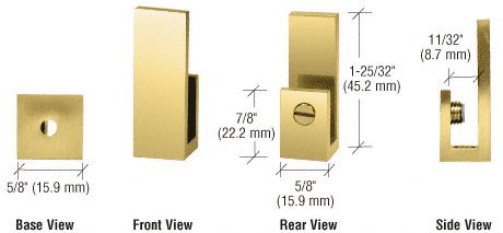 CRL Brass "J" Set Screw Clamp for 1/4" to 5/16" Glass - EH44