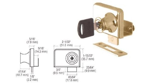 CRL Gold Plated Lock for 3/8" Double Glass Doors - LK348