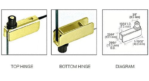 CRL Brass Standard Mount Glass Door Hinges - GDH5BR