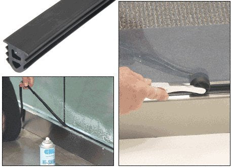 CRL Top Rubber Gasket for Laminated Tempered Glass Base Shoe [100' roll] - LBSG100