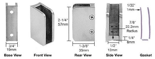 CRL Brushed Stainless 3/8" Left Hand Post Glass Clip - SA93BS