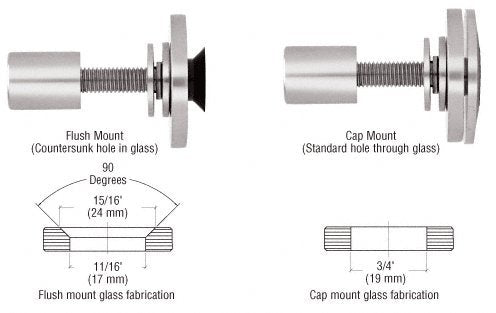 CRL 316 Polished Stainless Steel Rigid Combination Fastener for 3/8" to 1/2" Tempered Glass - RRF10PS