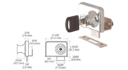 CRL Chrome Plated Lock for 3/8" Double Glass Doors - LK346