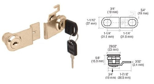 CRL Brass Plated Lock for Swinging Glass Doors - LK28