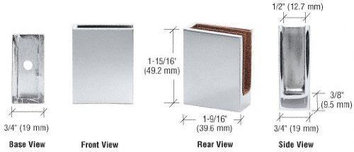 CRL Chrome Blank Corner Clamp [1/4" to 3/8" Glass] - EH18