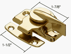 Brass Plated Window Sash Lock; 1-7/8" Screw Holes - F2527