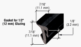 CRL 1/2" Roll-In EPDM Gasket for Tapered Sidelite Rails - 100 ft Roll - GGT12100