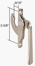 CRL Left Hand Casement Window Locking Handle 2-5/8" Screw Holes for Fenestra - H3563