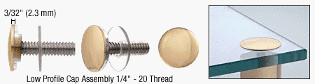 CRL Brass Low Profile Cap Assembly for 3/4" Standoff Bases - LPC34BR