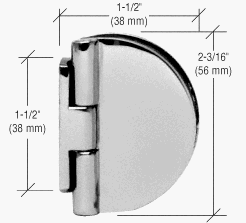 CRL Chrome Half Round Light Duty Frameless Shower Door and Cabinet Hinge - EH184