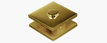 CRL Polished Brass 2 in x 2 in Square Mall Front Glass Clamp - MFC12