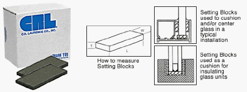 CRL 1/8" x 1-1/8" x 4" Neoprene Setting Blocks (100 Pack) - SB591