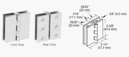 CRL Chrome Finish Large Glass-to-Glass Out-Swing Set Screw Hinge - EH192