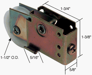 CRL 1-1/2" Nylon Sliding Mirror Door Roller 9/16" Wide Housing for Marshall - N6576