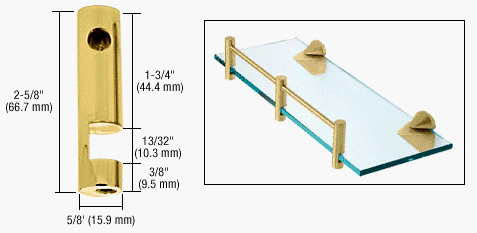 CRL Brass Left Hand Rod Support - RDB1BR