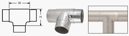 CRL Polished Stainless Flush Tee for 2" Tubing - HR20KPS